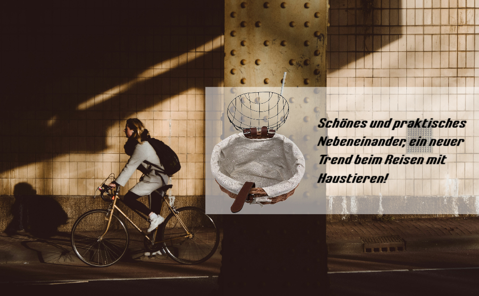 Корзина для велосипеда Perfeclan для тварин (котів та собак), з металевим покриттям, кріпиться на руль, дерев'яного кольору, для прогулянок на велосипеді