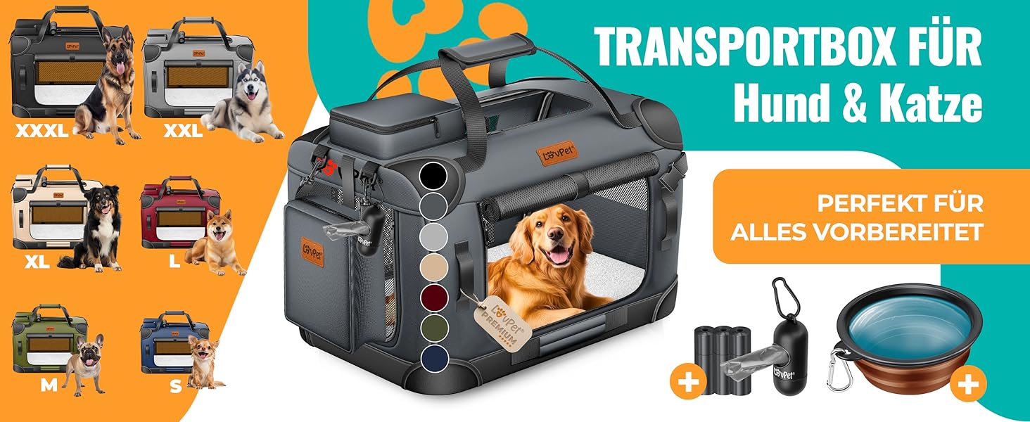 Транспортна переноска для собак та котів XXL 92x64x64 см | Переноска для тварин з мискою та плечовим ременем | Для котів та собак, сірого кольору