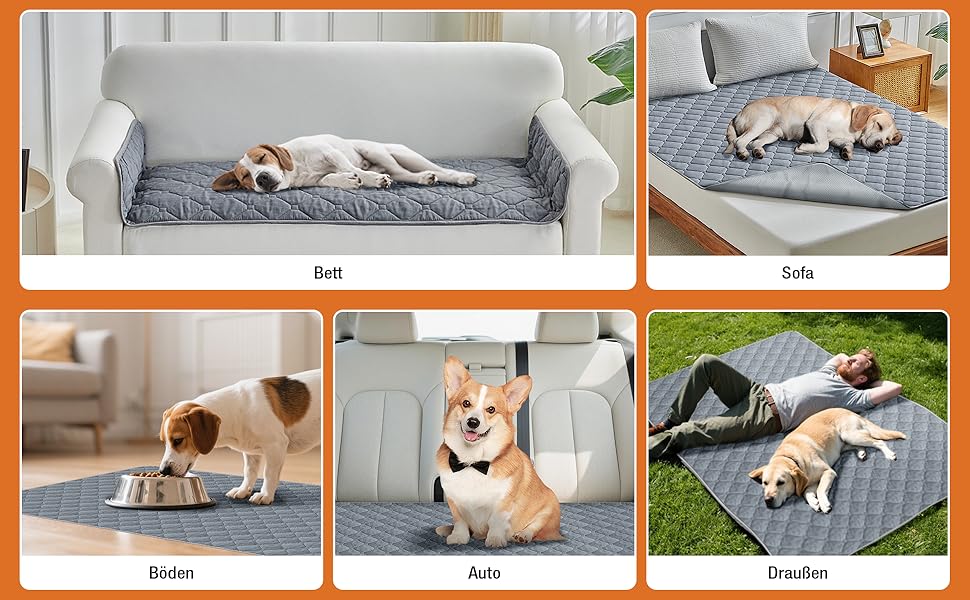 Водонепроникний килимок для собак Lekereise 157x208 см - 100% поглинання та захист від протікання, м'який, нековзний. Підходить для дивана, ліжка, авто. Легко прати. Для собак та котів (Сірий)