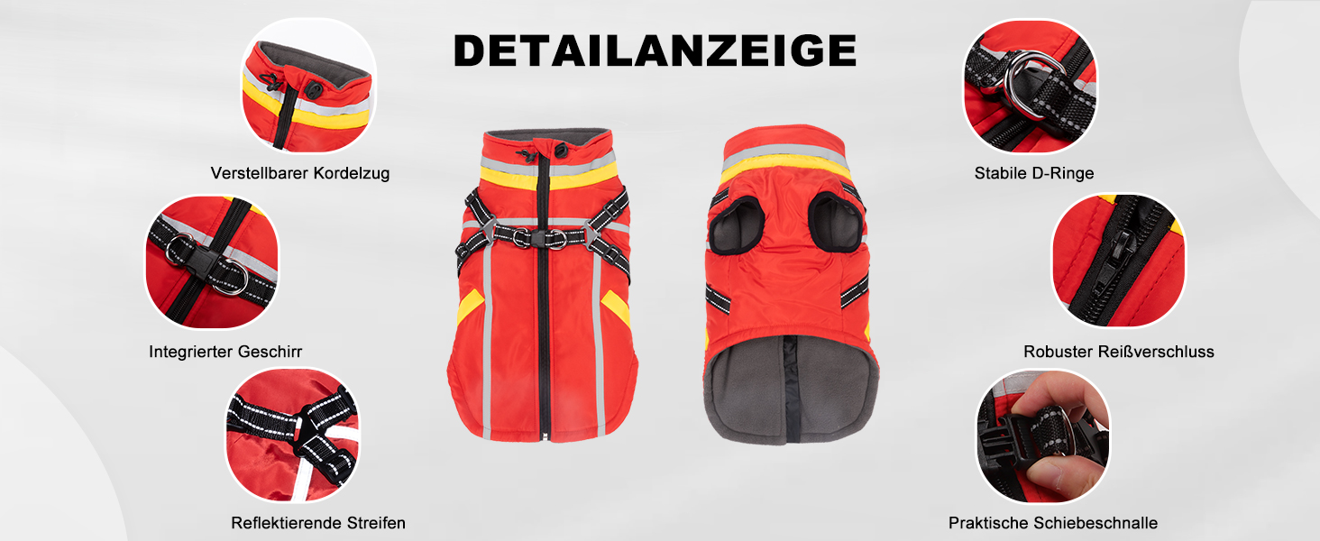 Теплий зимовий одяг для собак FeimaX: флісова куртка з блискавкою, для малих та середніх собак (червоний, 3XL)