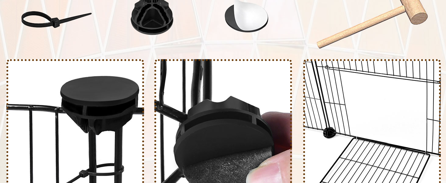 Клітка-вольєр для дрібних тварин FIVMEN 145x75x48 см, 12 панелей з дверцятами, білий/чорний