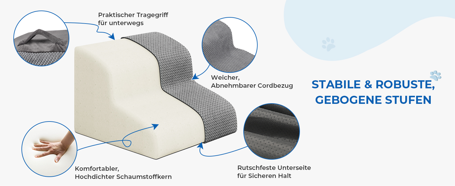 Сходинки для собак маленьких порід, 3 сходинки, 40 см, для дому, миються, неслизькі, для котів та собак, сірі