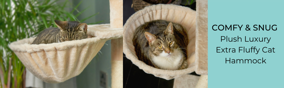 Підвісна лежанка для котів Runesol Beige, металевий каркас 40см, плюшеве покриття, для котячого комплексу