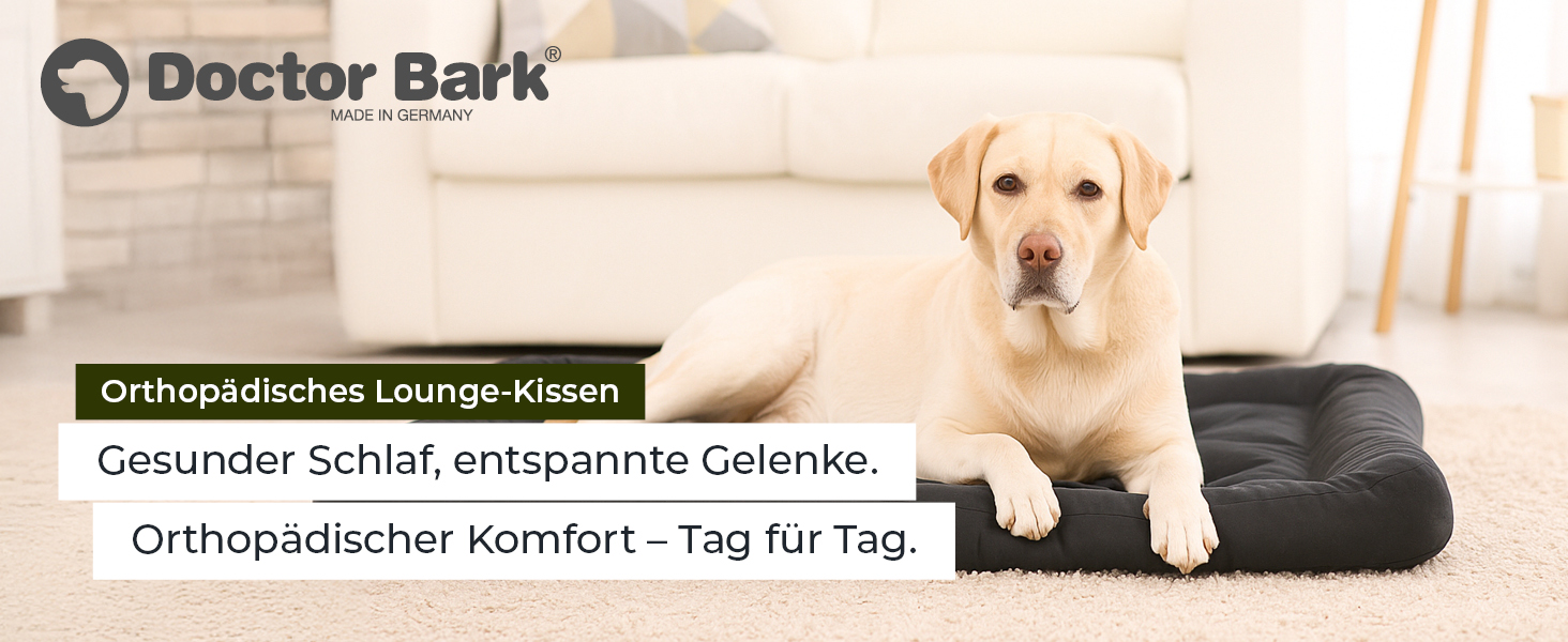 Ортопедична подушка для собак Doctor Bark, 60x55 см, сіра, 95°C, міцна та зручна