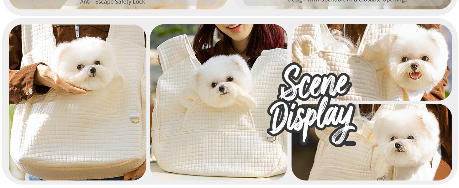 PETCUTE Сумка-переноска для собак та котів, зручна та безпечна, з регульованим ременем та знімним дном, бежева