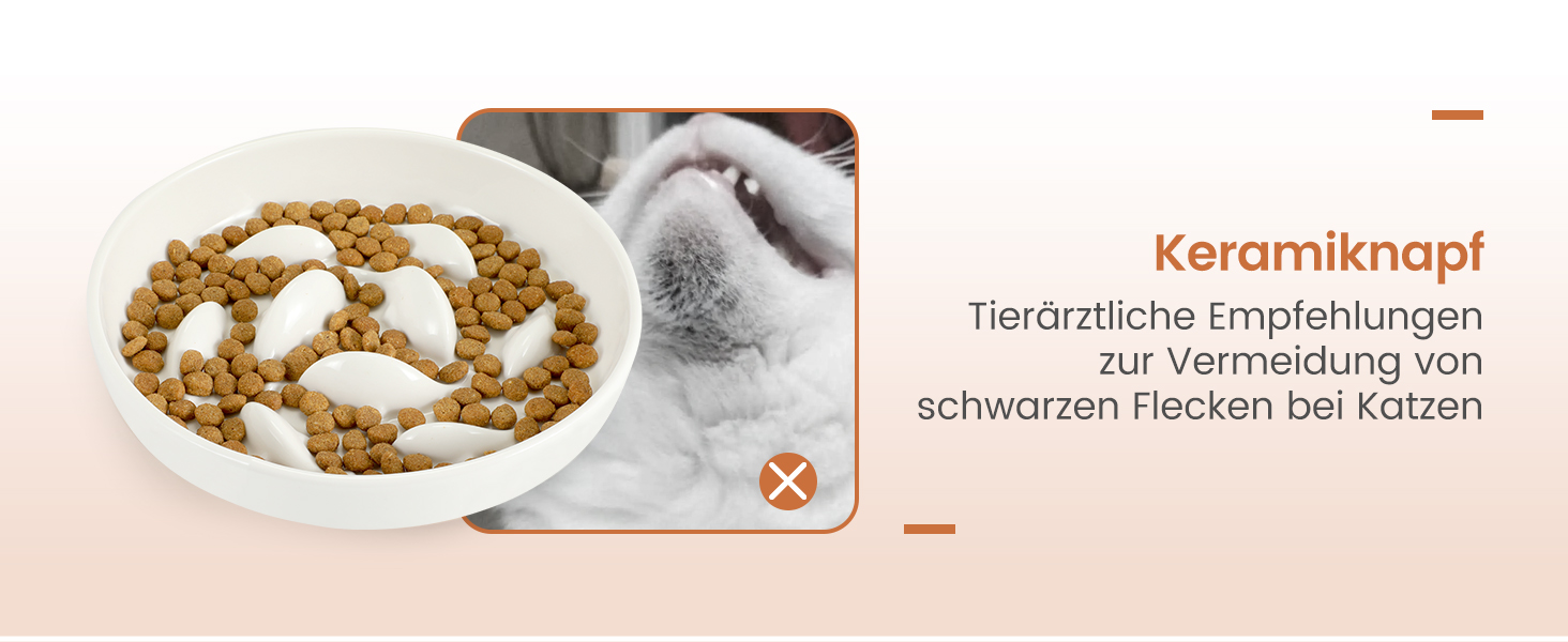 Антислизький годівниця для котів PETTOM з кераміки, повільний годівля, для котів та маленьких собак, білий