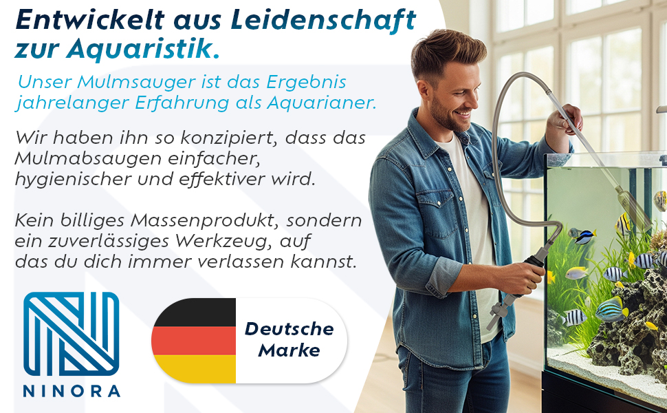 Нінора® Мульмсмукач для акваріума – очищувач ґрунту, заміна води з насосом та шланговим клапаном | Безпечний для риб, без хімії | Для малих та великих акваріумів | Аксесуари для акваріума з електронною книгою
