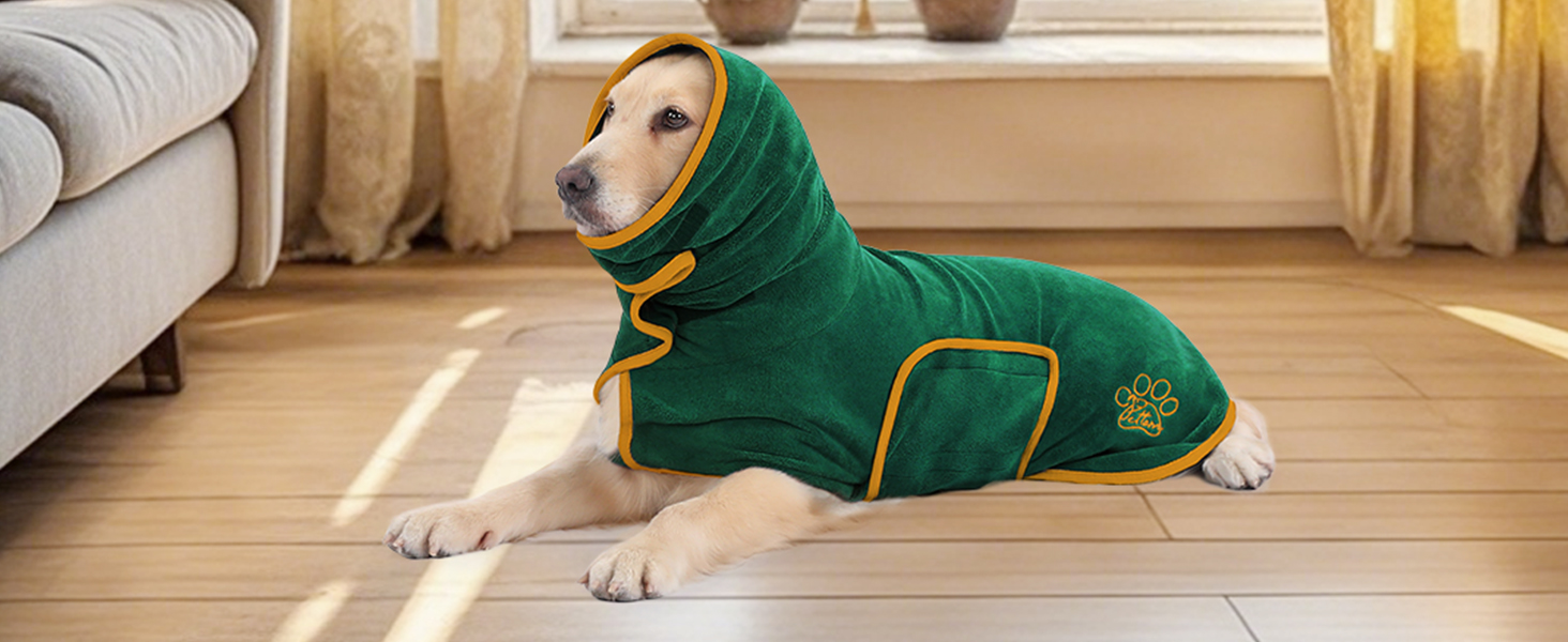 Рушник для собак PETTO, зелений, M - для великих, середніх та маленьких собак