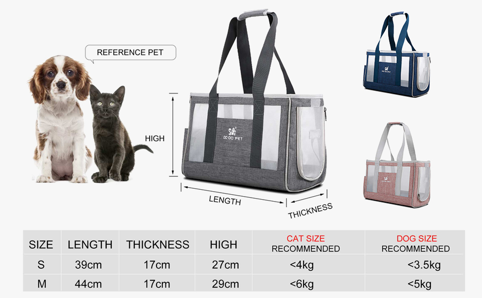 PETCUTE переносна сумка-переноска для собак та котів з виймальною підстилкою, бічні кишені, страховий поводок, дихаюча переноска для маленьких собак, схвалена авіакомпаніями, блакитна