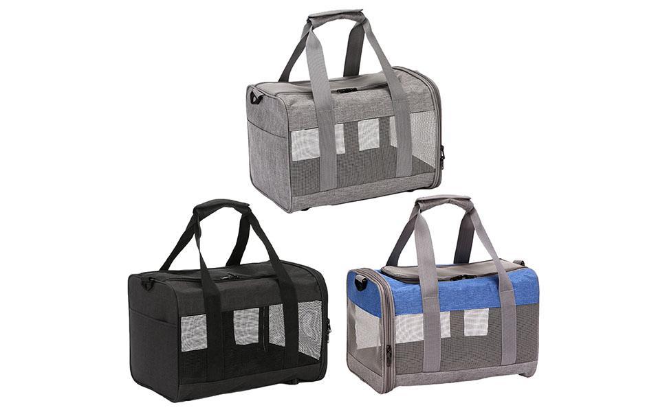 Транспортна переноска для котів та маленьких собак Weiche – складана переноска з двома входами, чорна