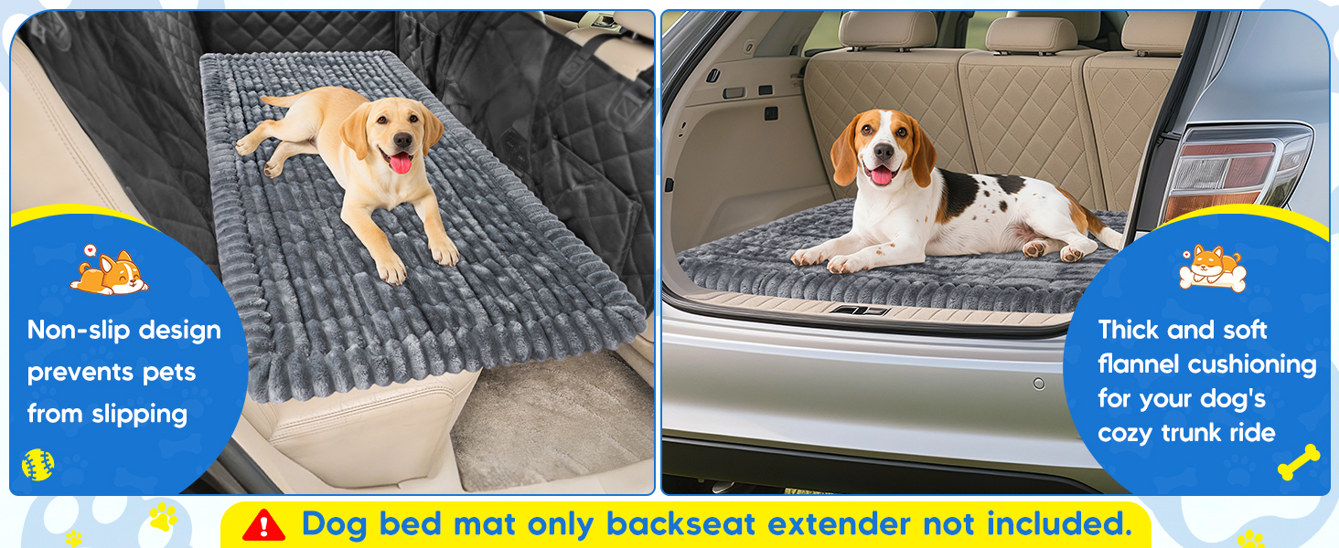 Килимок для собак у машину Loiion, антиковзаюча підстилка на заднє сидіння, м'яка автодеки для собак, 127×62,5x2,5 см, темно-сірий