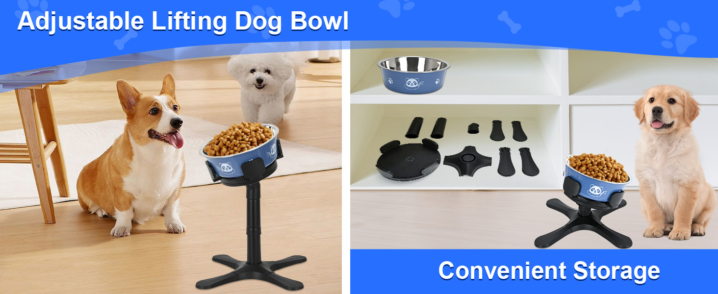 Підвищений годівниця для собак на підставці з нержавіючої сталі, 3 регульовані висоти, годівниця з ABS-пластику для маленьких/середніх/великих собак, неслизька (чорний-L) Для середніх та великих собак