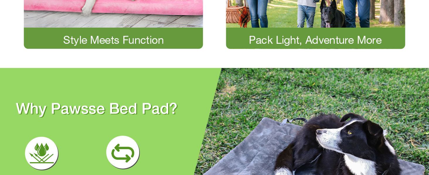 Водонепроникний килимок для собак Pawsse 127 x 70 см - для подорожей, авто, кемпінгу (сірий)