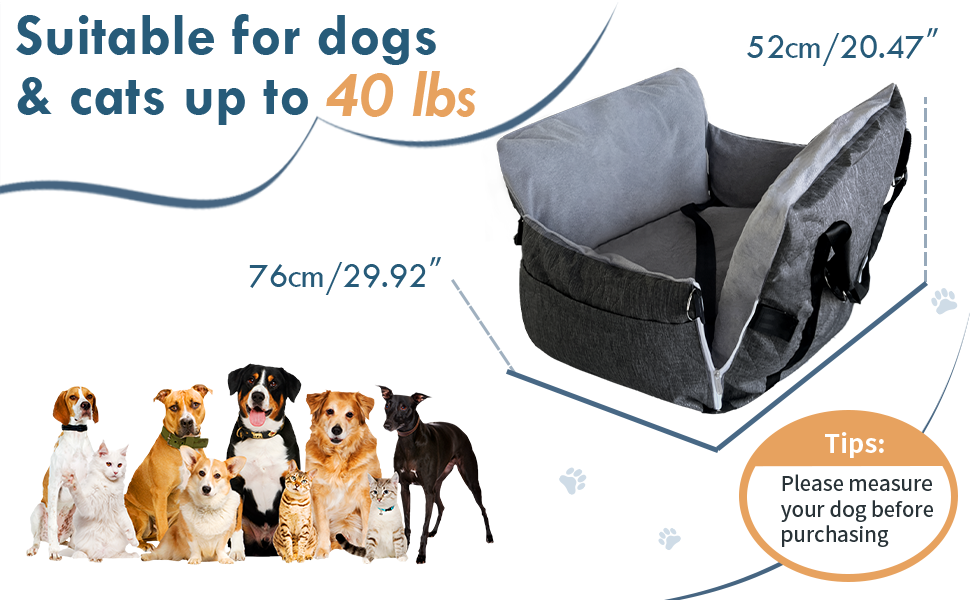 Автокрісло для собак - Автомобільне крісло для маленьких та середніх собак до 18 кг з ременем безпеки та кишенями для зберігання, антиковзаюча підставка (Смужка в морському стилі) (Сірий, 76.2 x 52 см)