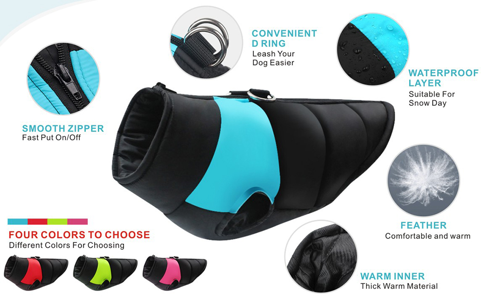 Теплий водонепроникний одяг для собак Idepet: куртка-мантія для маленьких, середніх та великих собак, котів. Розмір M, колір блакитний. Підходить для весни, осені та зими.