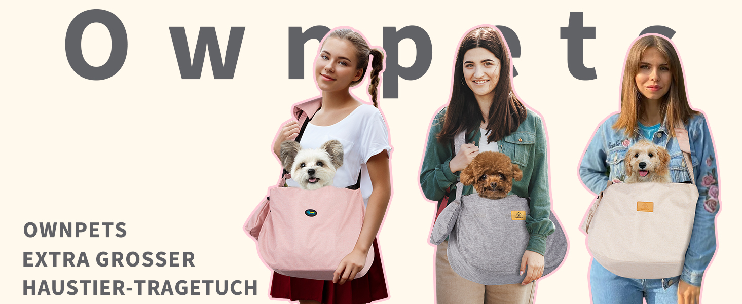 Сумка-переноска для собак Ownpets до 11 кг з підкладкою на плече та передньою кишенею, рожева