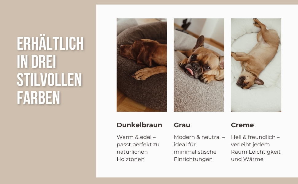 Крісло-лежанка для собак Holly Hundebett: міцний, зручний, з м'якої тканини Bouclé, Cocoon Design, підтримка шиї та хребта (S/M, кремовий)