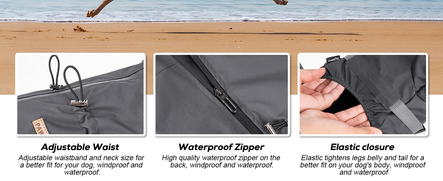 Дощовик для собак PAWBOSE з шлейкою, водонепроникний, для маленьких, середніх та великих собак, з відбиваючими елементами, для літа, 4 лапи (Сірий, 2XL)