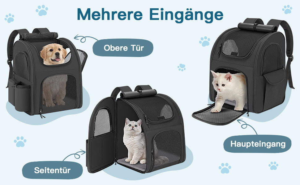 Рюкзак для тварин до 10 кг з сіткою, чорний: зручний та дихаючий для собак та котів