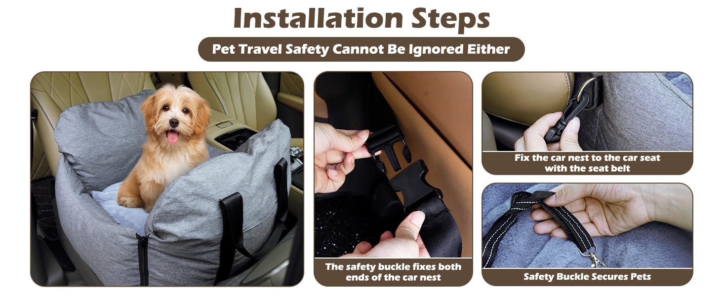 Автомобільний лежак для собак, знімний та миючий, неслизький, для маленьких та середніх собак, з ременями безпеки та бічними кишенями, підходить для будь-якого авто