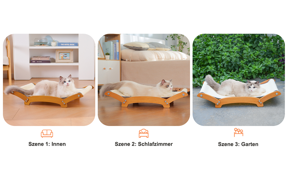 Кігтеточка-ліжко для котів з сизалю, масивне дерев'яне ліжко-гамак, кігтеточки, стійка для дряпання, великі коти, меблі для котів