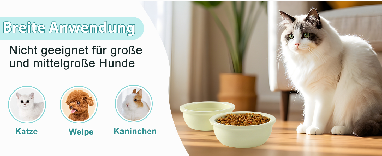 Набір мисок для котів GUUSII HOME (2 шт.) з кераміки, 360 мл, для корму та води, бежевий, 14 см, миски для котів, машиномийні