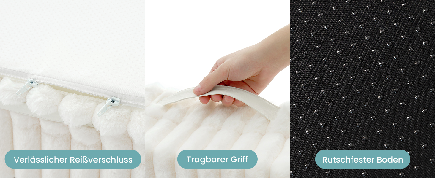 Ортопедичне ліжко для собак XL з штучного хутра, 110x80x17 см, сіре. Знімне, миється, водонепроникне, антиковзаюче.