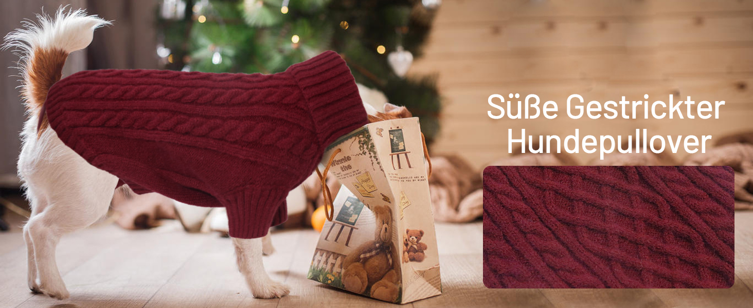 Теплий святковий светр для собак - червоний, з отвором для повідка, для чихуахуа, рейнхаунд та котів (S, груди 40 см, спина 28 см)