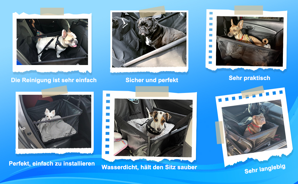 Автокрісло для собак, авточохол для собак малого та середнього розміру, з ременями безпеки, водовідштовхувальний, складаний