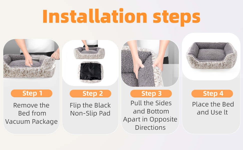 М'яке ліжко для собак Roypet з матрацом, антистресове, для цуценят, собак та котів, прямокутне, сіре, розмір S, з принтом леопарда, миється