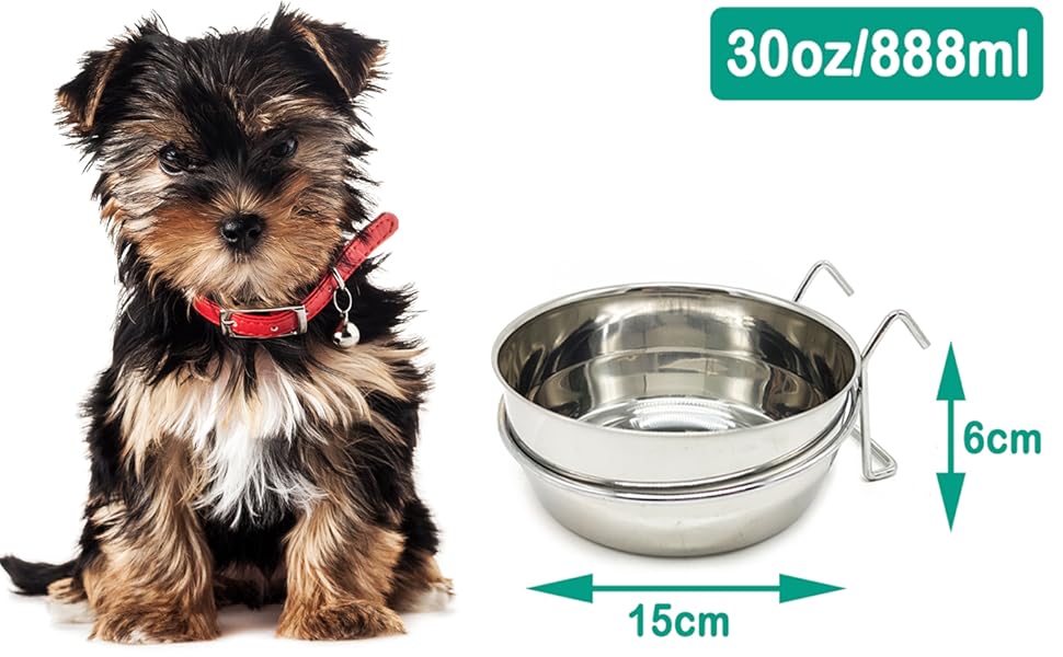 Миска для годування птахів, папуг, тварин та собак (для котів) з нержавіючої сталі, з гачком, 4 розміри