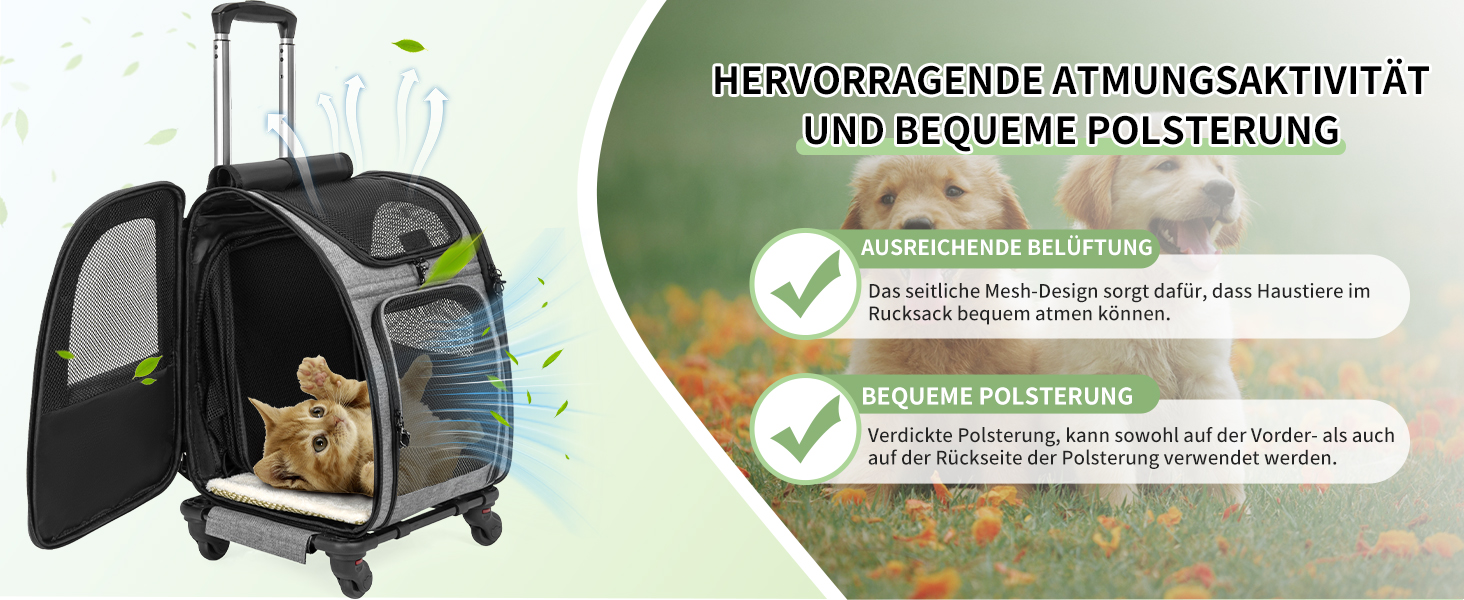 OUUTMEE Сумка-переноска для домашніх тварин, знімний чохол з колесами, ідеальна для котів та маленьких собак, багатофункціональний рюкзак, сумка-переноска 4-ма способами, дихаюча (Сірий)