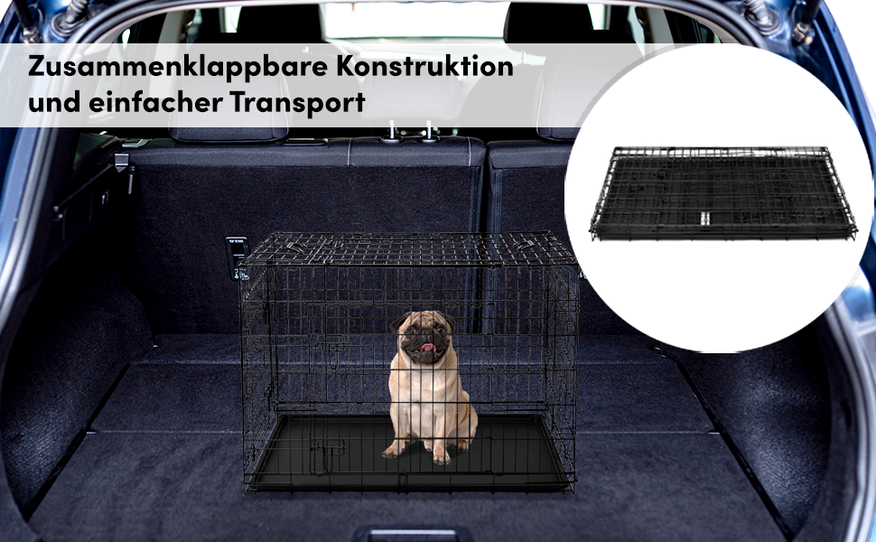Клітка-переноска для собак, розмір S, чорна, 61x42x48,5 см. Розмірна переноска для собак та інших тварин, складна