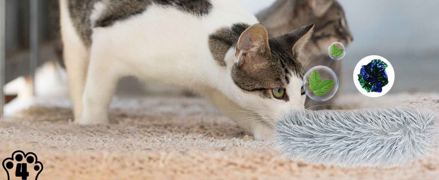 Інтерактивна іграшка для котів CUUOOT 7-в-1: джиґлер, іграшка-пір'їнка, катенок, мотузка для кусання, набір з котячою м'ятою.