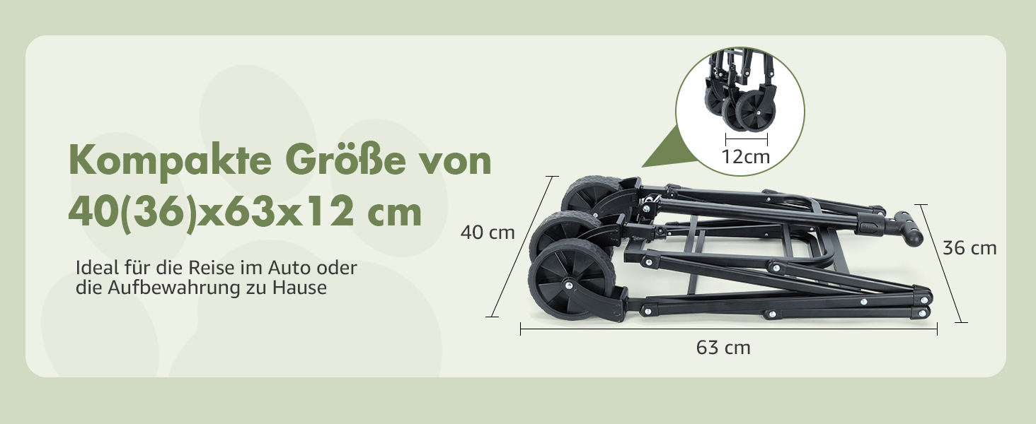 Транспортер для собак на колесах, велика візок для собак та котів до 18 кг, чорний/сірий