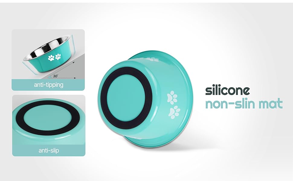 Набори мисок для собак та котів SUOXU з нержавіючої сталі (1560 мл, 2 шт.) з антиковзною основою, для великих, середніх та маленьких порід