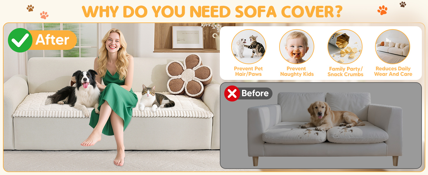 Плед на диван для собак, фланелевий, 70 x 180 см, бежевий. М'який, зручний, антиковзаючий, для захисту дивана від шерсті та бруду. Можна прати в машині.