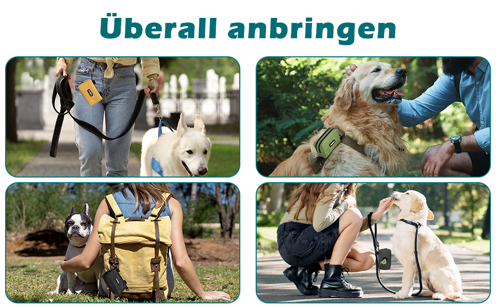 Диспенсер для собачих відходів PetBonus, водонепроникний, з місткістю для ласощів та 15 пакетиків (зелений)