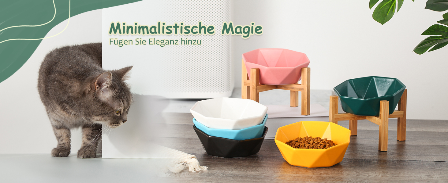 Керамічна годівниця для котів та собак на підставці, нахилена, зелена - 1 шт.