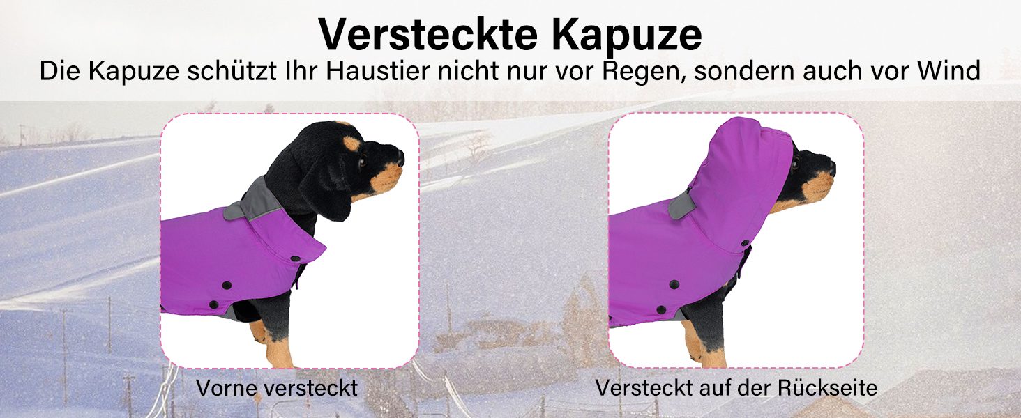 PETLOFT Зимова куртка для собак, світловідбиваюча, вітронепроникна, тепла флісова куртка для прогулянок на вулиці, знімний флісовий підкладка (S, фіолетовий)