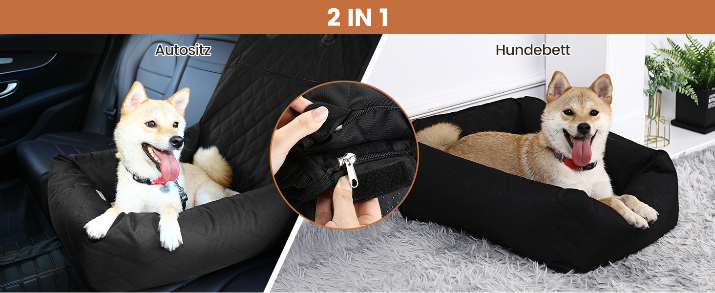 Крісло-підвищувач для собак у машину 2-в-1 з підкладкою та ременем безпеки (Чорний, M)