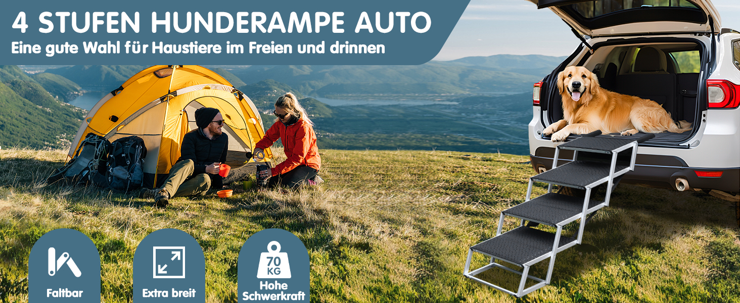 Східці для собак у машину SDLDEER, 4 сходинки, складані, регульована висота, до 80 кг, 64-68 см