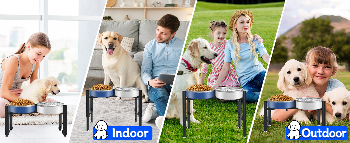 Підставка для корму для собак, регульована по висоті, металева, Quadrangle