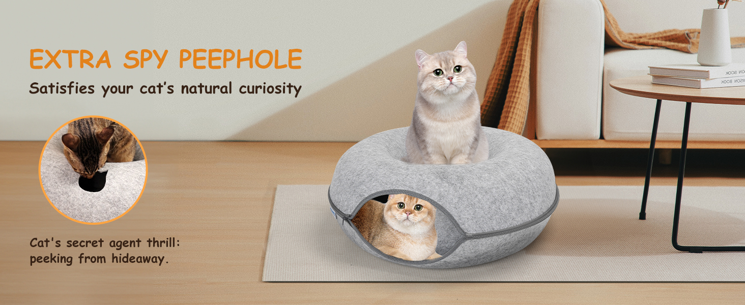 Кішка Будиночок-Туннель Nobleza з Фетру, Сірий, 60x60x26 см