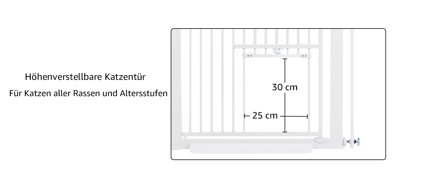 Кіт-загороджувач Unipaws для дверей та сходів, 142 см, з дверцятами для котів, ширина 95-105 см, білий