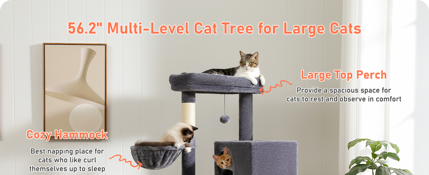 Кігтеточка PETEPELA 143 см з подушкою, кігтеточними стовпчиками, двоповерховим будиночком для котів – велика, зелена (темно-сіра)