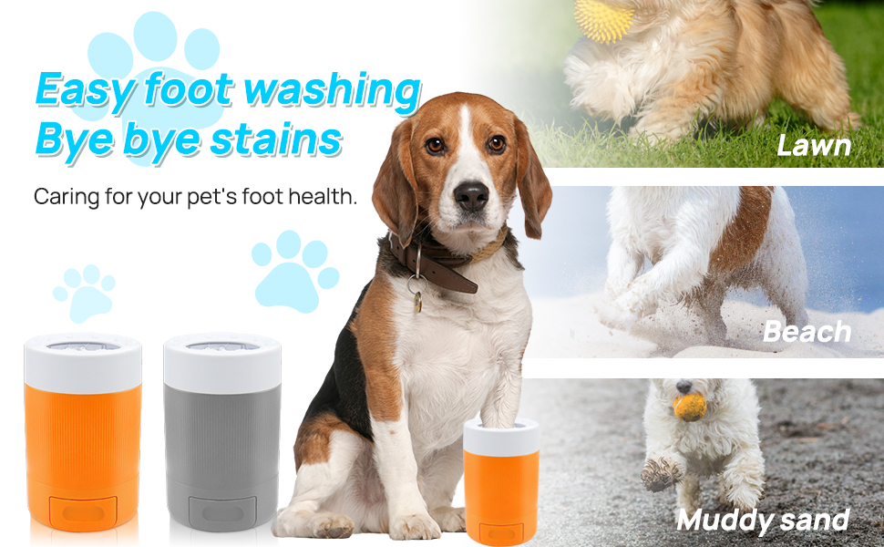 Очищувач лап для собак середніх порід, мийка для лап, пристрій для миття лап, аксесуар для догляду за тваринами (Помаранчевий)