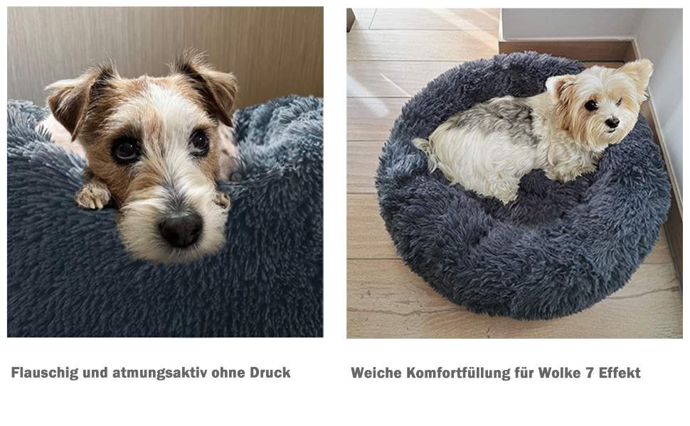 Кругле ліжко для собак та котів Lucky Sign, 70 см, м'яке, плюшеве, сіре, XL