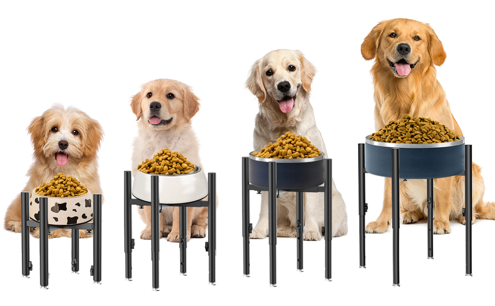 Підвищена підставка для миски для собак, регульована, висота 15-28 см, 4 положення, кріплення для годівниці для собак, для великих, середніх та малих собак