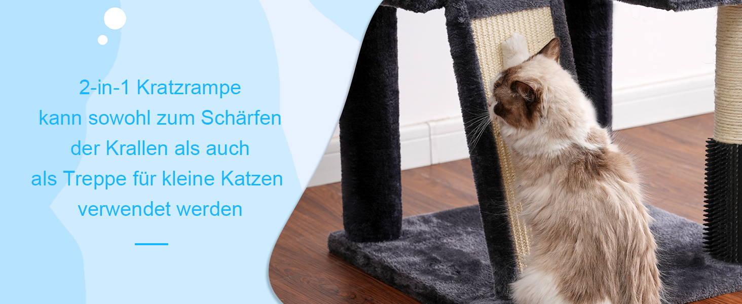 Котячий будиночок Hey-brother Kratzbaum: регульований котячий комплекс 250-280 см, до стелі, для великих котів, з гніздом, сірий (0MPJ091W)